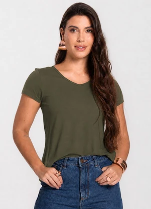 Select - Blusa Feminina Básica em Viscotorcion Verde - SELECT