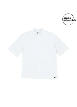 Marialícia - Blusa Feminina Básica Gola Alta Branco - MARIALÍCIA