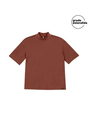 Marialícia - Blusa Feminina Básica Gola Alta Marrom - MARIALÍCIA