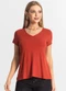 Select - Blusa Feminina Básica Marrom - variação: Laranja