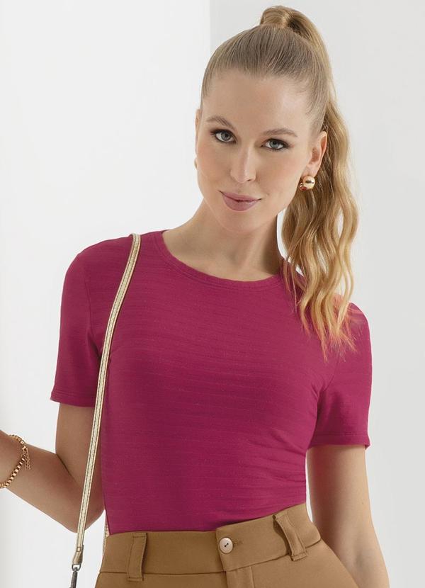 Cativa - Blusa Feminina Básica Listrada Rosa