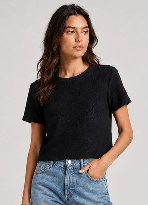 Infinita Cor - Blusa Feminina Básica Malha Oberon Preto - INFINITA COR