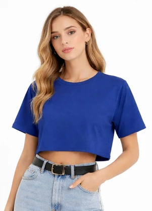 Infinita Cor - Blusa Feminina Básica Malha Suplex Azul - INFINITA COR