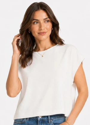 Infinita Cor - Blusa Feminina Básica Manga Ampla Bege - INFINITA COR