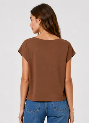 Infinita Cor - Blusa Feminina Básica Manga Ampla Marrom - INFINITA COR