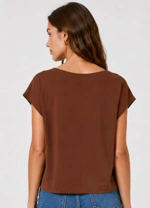 Infinita Cor - Blusa Feminina Básica Manga Ampla Marrom - INFINITA COR