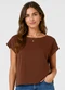 Infinita Cor - Blusa Feminina Básica Manga Ampla Bege - variação: Marrom