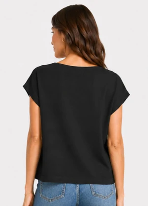 Infinita Cor - Blusa Feminina Básica Manga Ampla Preto - INFINITA COR