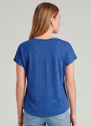 Infinita Cor - Blusa Feminina Básica Manga Curta Azul - INFINITA COR