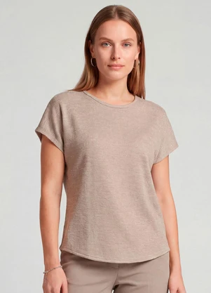 Infinita Cor - Blusa Feminina Básica Manga Curta Marrom - INFINITA COR