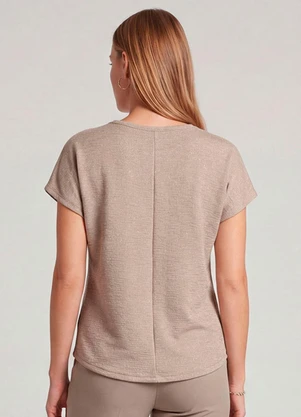 Infinita Cor - Blusa Feminina Básica Manga Curta Marrom - INFINITA COR