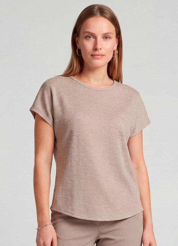 Infinita Cor - Blusa Feminina Básica Manga Curta Marrom