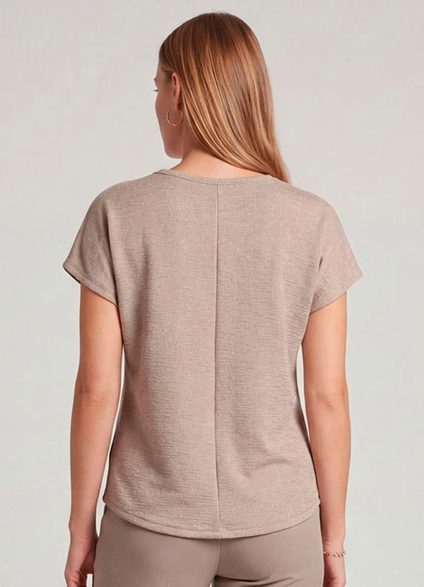 Infinita Cor - Blusa Feminina Básica Manga Curta Marrom 2