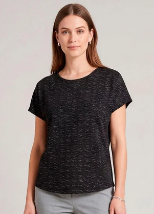 Infinita Cor - Blusa Feminina Básica Manga Curta Preto - INFINITA COR