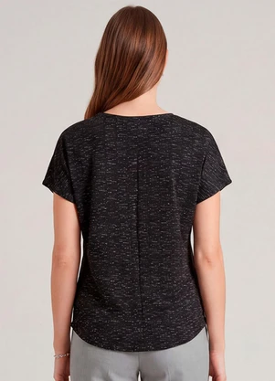 Infinita Cor - Blusa Feminina Básica Manga Curta Preto - INFINITA COR