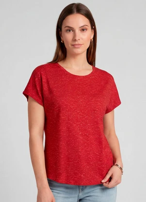 Infinita Cor - Blusa Feminina Básica Manga Curta Vermelho - INFINITA COR