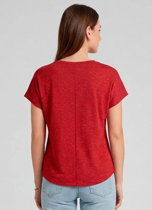 Infinita Cor - Blusa Feminina Básica Manga Curta Vermelho - INFINITA COR