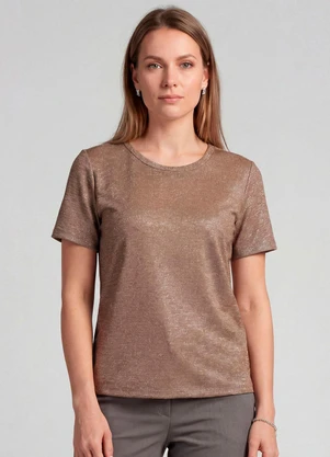 Infinita Cor - Blusa Feminina Básica Marrom - INFINITA COR