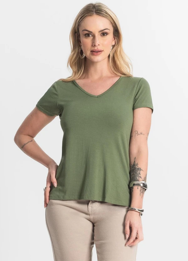 Select - Blusa Feminina Básica Verde 4
