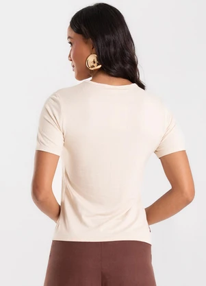Rovitex - Blusa Feminina Básica Visco Maquinetada Bege - ROVITEX