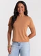 Rovitex - Blusa Feminina Básica Visco Maquinetada Rosa - variação: Marrom