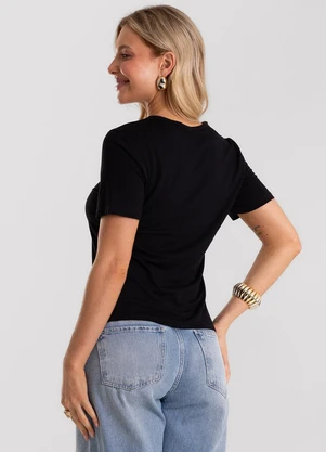 Rovitex - Blusa Feminina Básica Visco Maquinetada Preto - ROVITEX