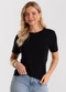 Rovitex - Blusa Feminina Básica Visco Maquinetada Preto - variação: Preto