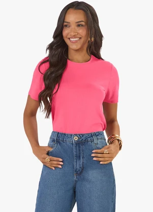 Rovitex - Blusa Feminina Básica Visco Maquinetada Rosa - ROVITEX