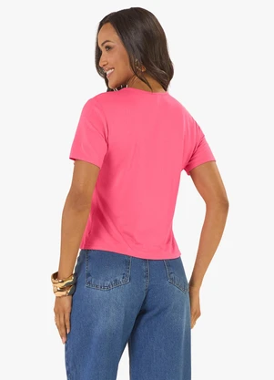 Rovitex - Blusa Feminina Básica Visco Maquinetada Rosa - ROVITEX