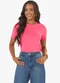 Rovitex - Blusa Feminina Básica Visco Maquinetada Rosa - variação: Rosa