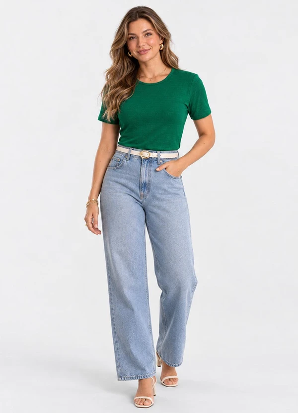 Rovitex - Blusa Feminina Básica Visco Maquinetada Verde