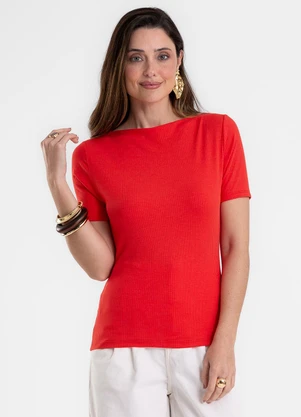 Rovitex - Blusa Feminina Básica Visco Maquinetada Vermelho - ROVITEX