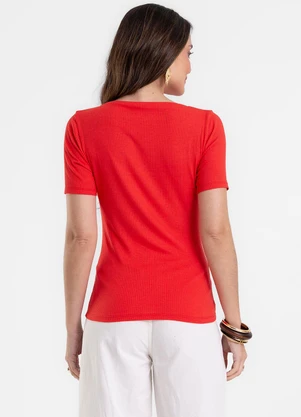 Rovitex - Blusa Feminina Básica Visco Maquinetada Vermelho - ROVITEX