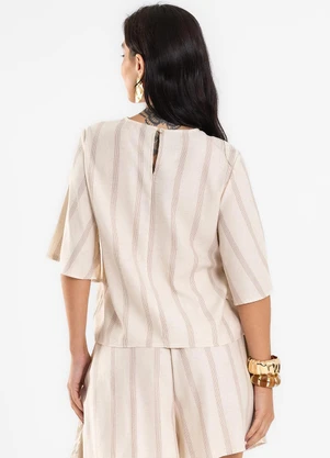 Endless - Blusa Feminina Box de Linho Maquinetado Bege - ENDLESS