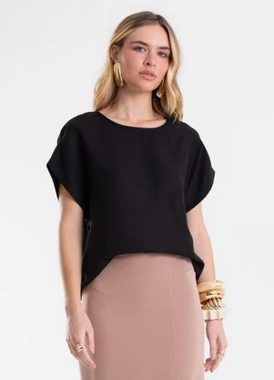 Endless - Blusa Feminina Box em Sarja Lisa Preto - ENDLESS