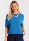 Rovitex - Blusa Feminina Box em Tecido Viscose Bege - variação: Azul