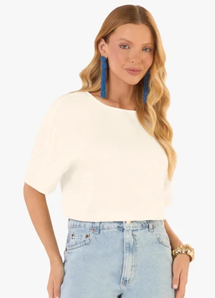 Rovitex - Blusa Feminina Box em Tecido Viscose Bege - ROVITEX