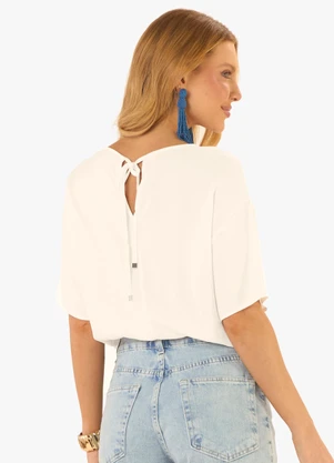 Rovitex - Blusa Feminina Box em Tecido Viscose Bege - ROVITEX