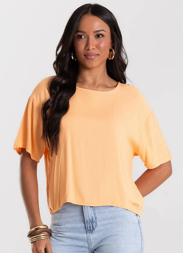 Rovitex - Blusa Feminina Box em Tecido Viscose Laranja
