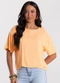 Rovitex - Blusa Feminina Box em Tecido Viscose Bege - variação: Laranja