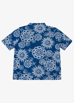 Endless - Blusa Feminina Box Estampada Gola Chaminé Azul - ENDLESS