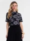 Endless - Blusa Feminina Box Estampada Gola Chaminé Azul - variação: Preto