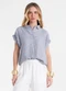 Endless - Blusa Feminina Box Listrada sem Manga Azul - variação: Azul