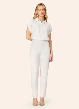 Endless - Blusa Feminina Box Listrada sem Manga Bege - ENDLESS