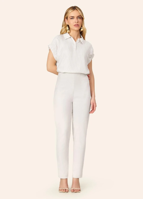 Endless - Blusa Feminina Box Listrada sem Manga Bege