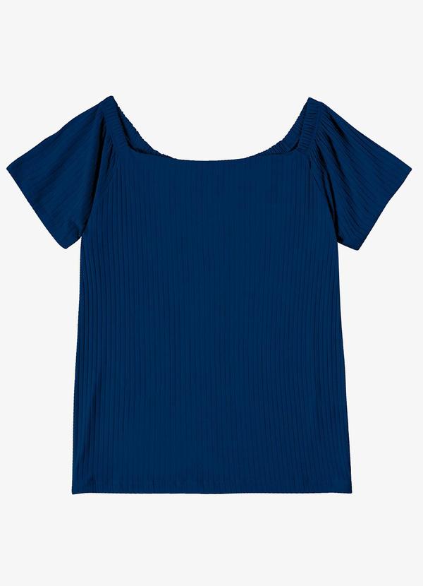 Infinita Cor - Blusa Feminina Canelada Azul 1