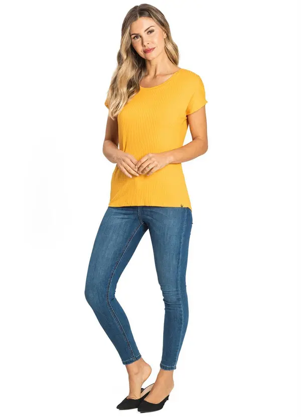 Rovitex - Blusa Feminina Canelada Básica Amarelo 3