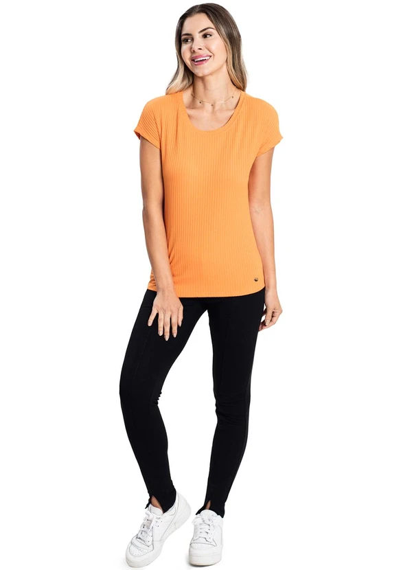 Rovitex - Blusa Feminina Canelada Básica Laranja 3