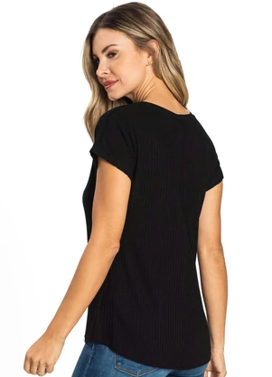 Rovitex - Blusa Feminina Canelada Básica Preto - ROVITEX