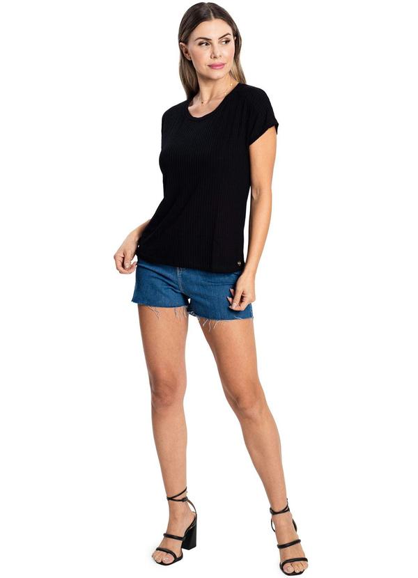 Rovitex - Blusa Feminina Canelada Básica Preto 3